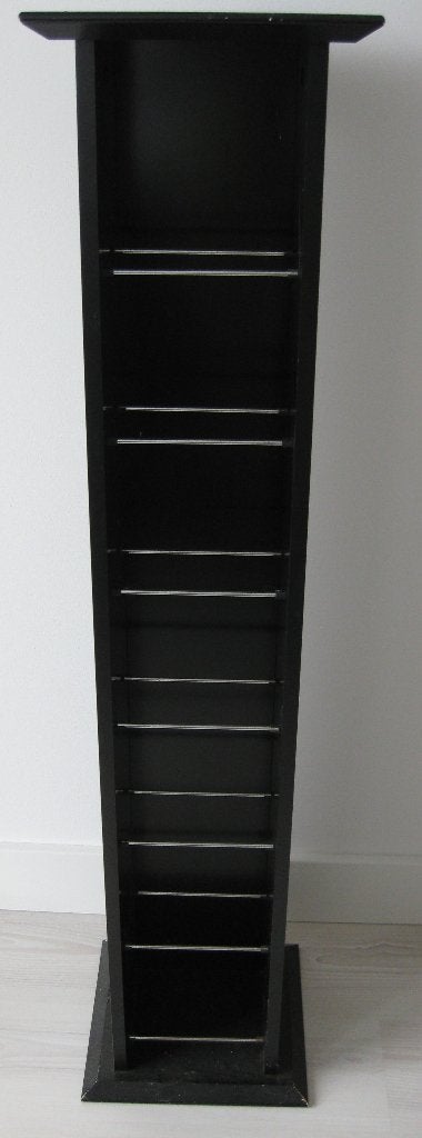 CD / DVD Zuil zwart hoogglans 124 x 29 x 29 cm voor 90 discs, Ophalen, 75 tot 150 discs, Zo goed als nieuw, Hout