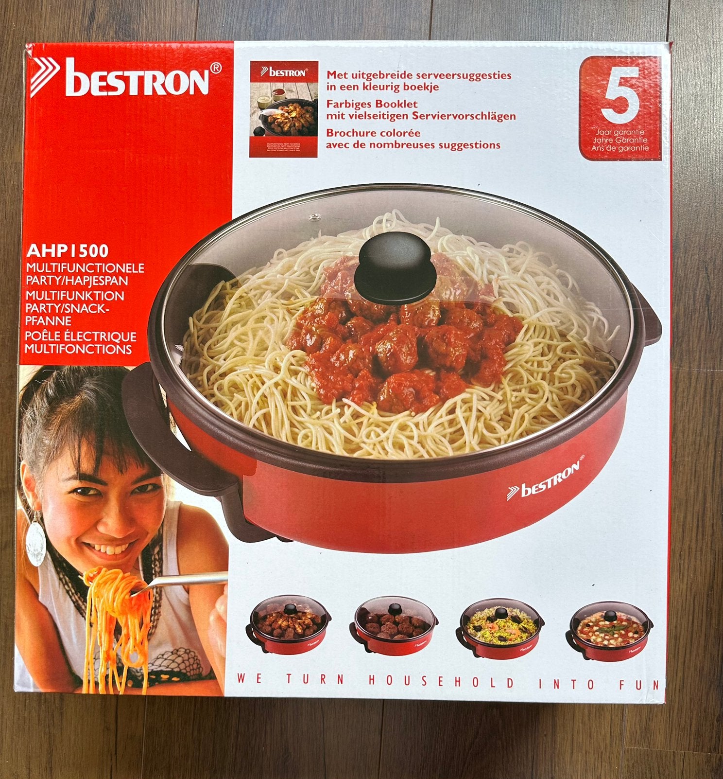 Destron Multifunctionele Hapjespan 1500W - Nieuw in doos, Huis en Inrichting, Ophalen of Verzenden, Nieuw, Overige materialen