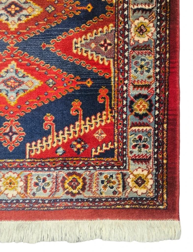 Vintage oosters wol Wiss vloerkleed medallion 70x132cm, 100 tot 150 cm, Onbekend, Zo goed als nieuw, Crème