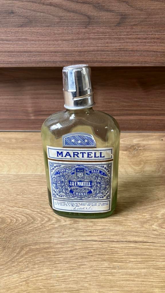 Martell very old pale cognac fles met glaasje, Verzamelen, Ophalen of Verzenden, Gebruikt, Verpakking