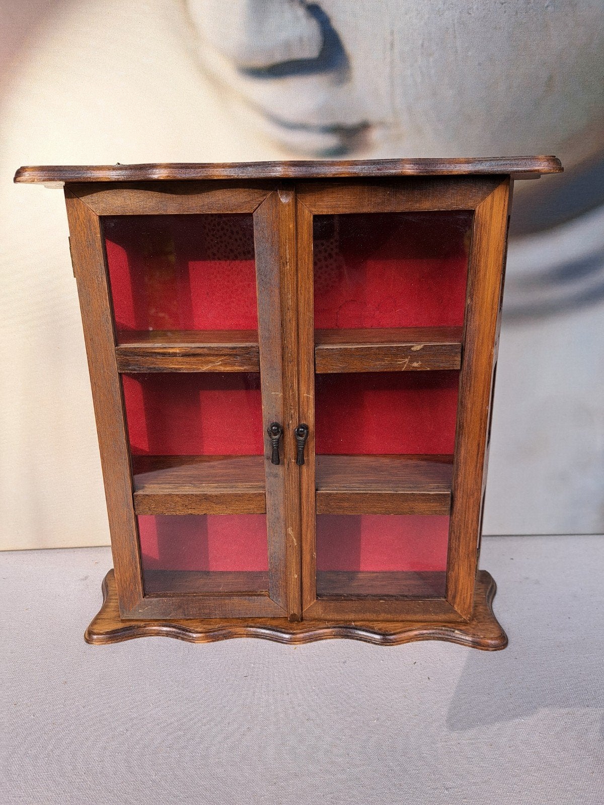 Vintage Antieke Vitrinekastje voor Decoraties, Huis en Inrichting, Ophalen of Verzenden, Zo goed als nieuw, Eikenhout