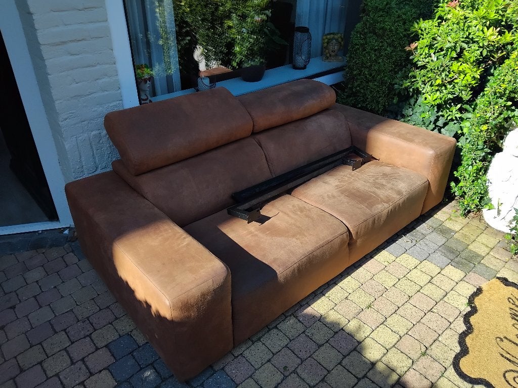 Comfortabele bruine tweepersoonsbank, Huis en Inrichting, Ophalen, Gebruikt, 150 tot 200 cm, Tweepersoons