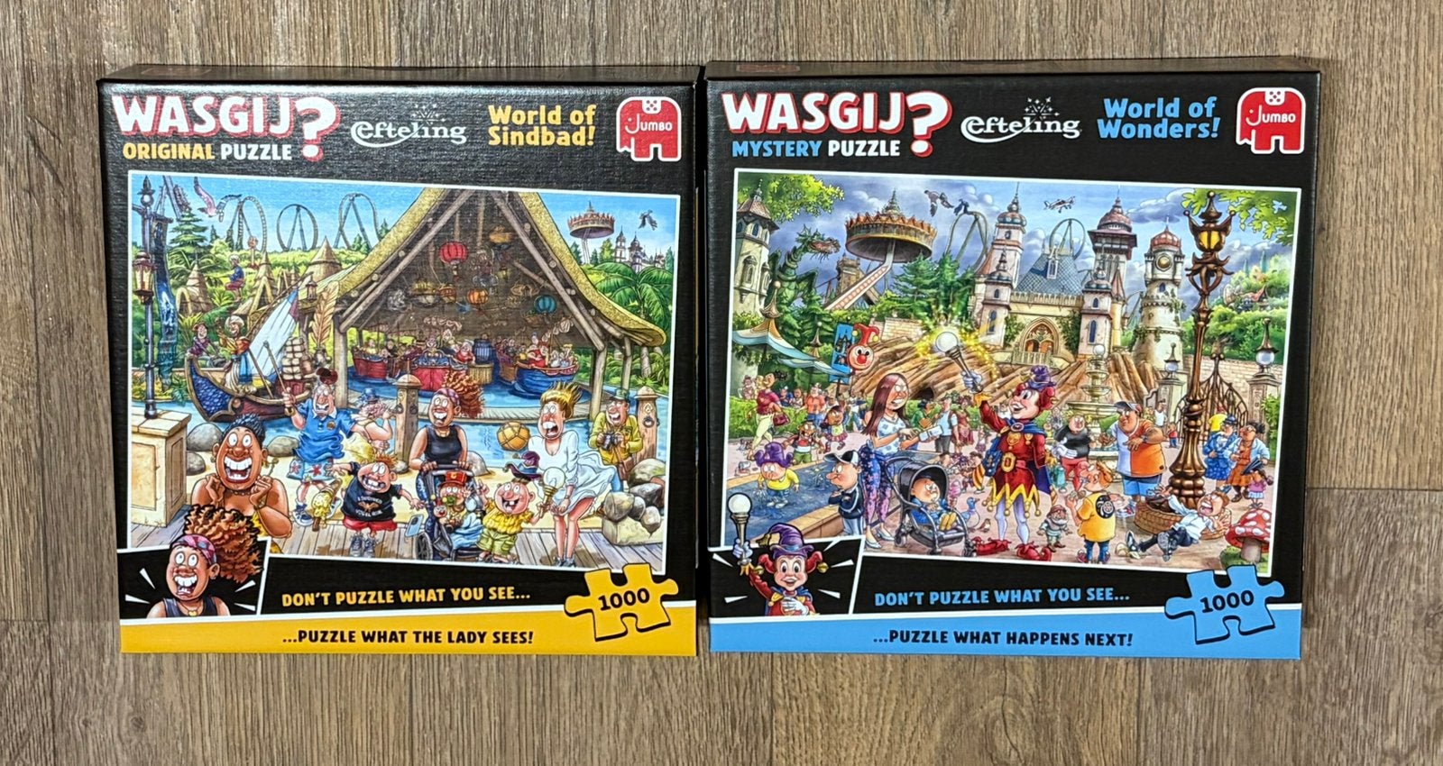 Wasgij Efteling puzzels 1000 stukjes NIEUW (2 stuks), Ophalen of Verzenden, 500 t/m 1500 stukjes, Nieuw, Legpuzzel