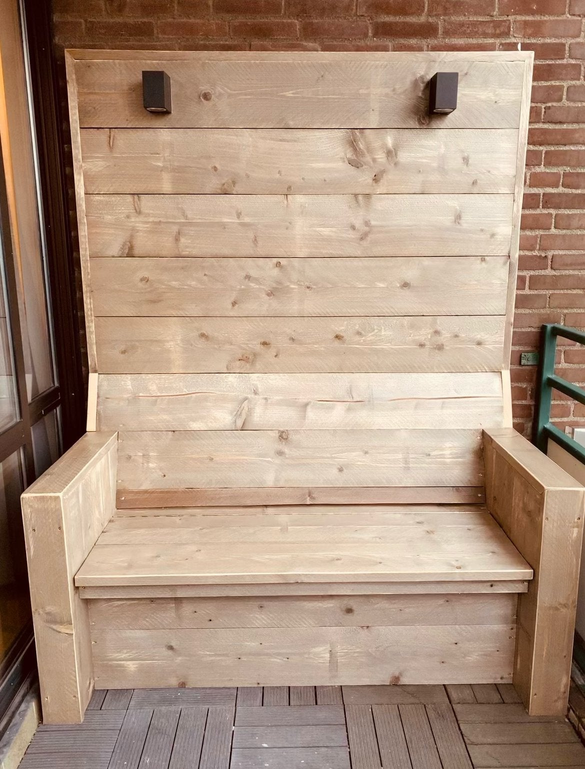 Steigerhouten tuinbank met opbergvak, Tuin en Terras, Ophalen, Zo goed als nieuw, Hout