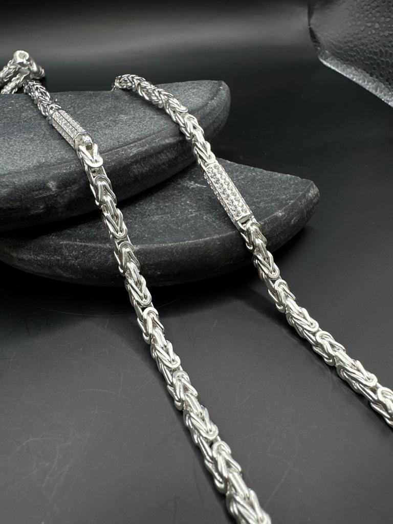 925 Zilveren ICED Koningsketting, Sieraden, Tassen en Uiterlijk, Ophalen of Verzenden, Nieuw, Zilver, Met kristal