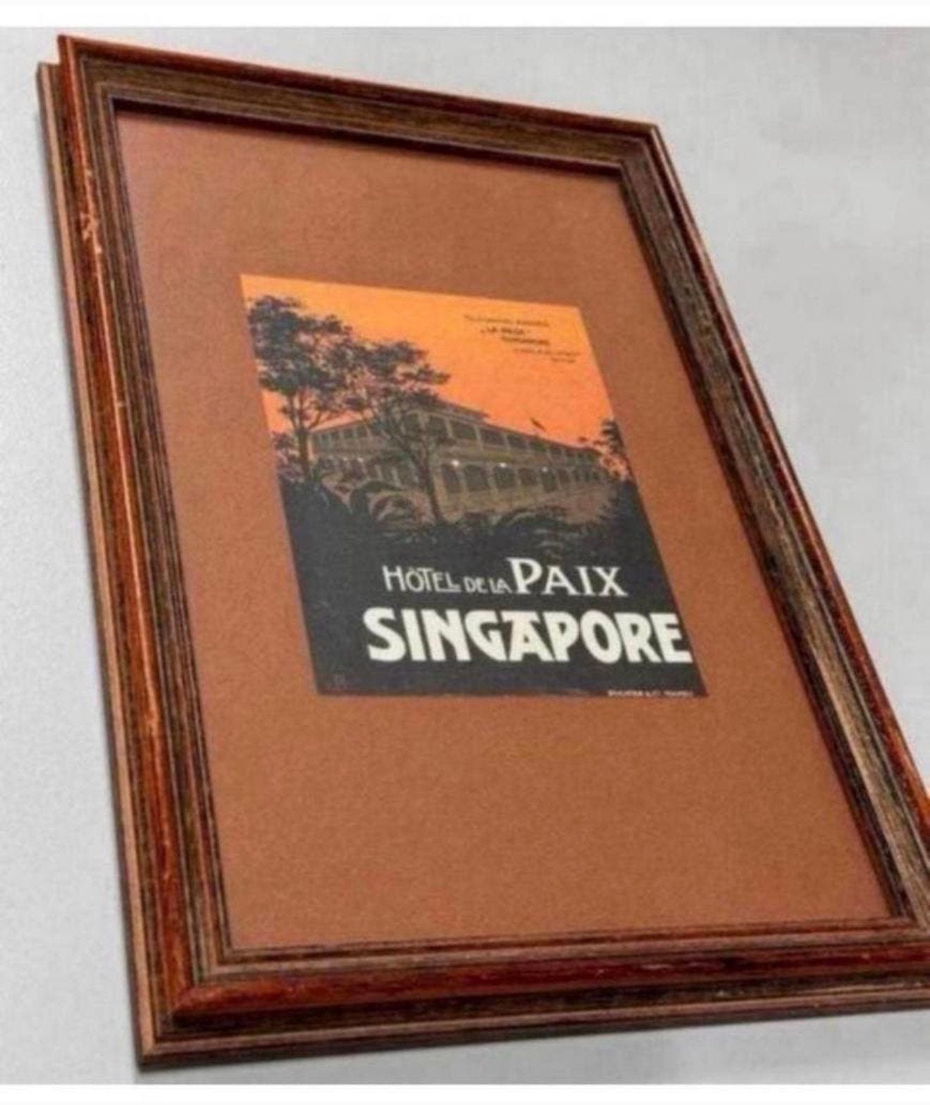 Ingelijste vintage flyer - Hotel de la Paix Signapore Napoli, G, Ophalen of Verzenden, Zo goed als nieuw, H
