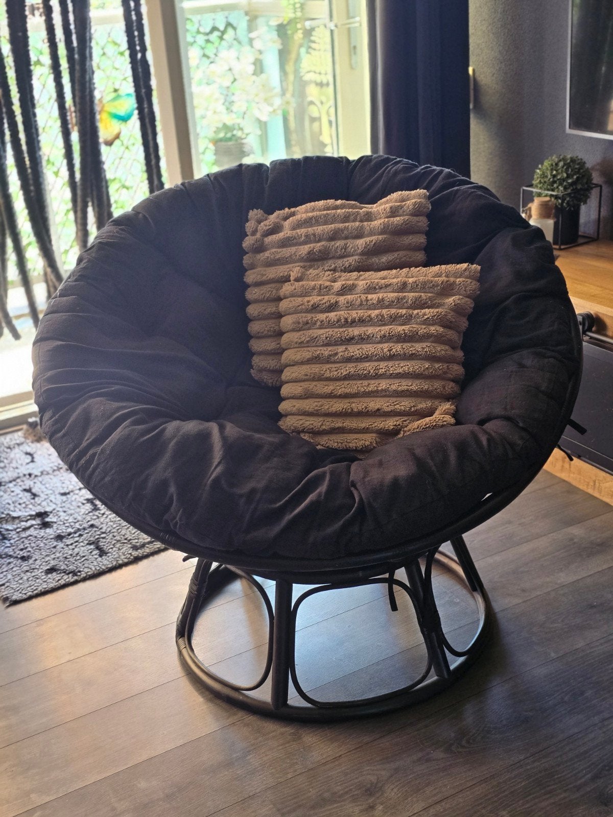 Heerlijke  loungestoel - Zo goed als nieuw, Huis en Inrichting, Stoelen, Ophalen, Zwart, Zo goed als nieuw, Stof