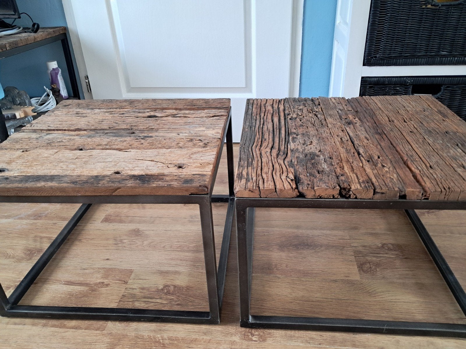 Industriële salontafel/bijzettafel - 50x50x35 cm, Huis en Inrichting, Ophalen of Verzenden