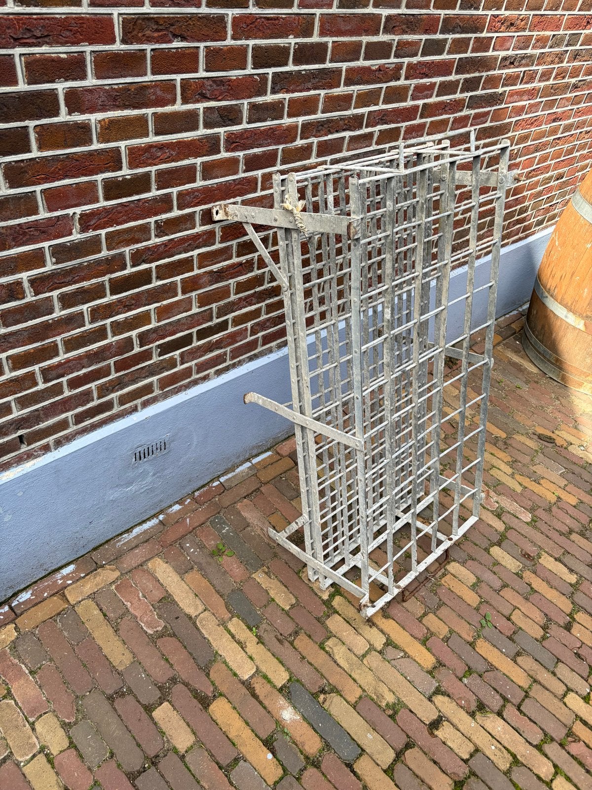 Metalen wijnflessen rek, vintage, industrieel, Ophalen of Verzenden