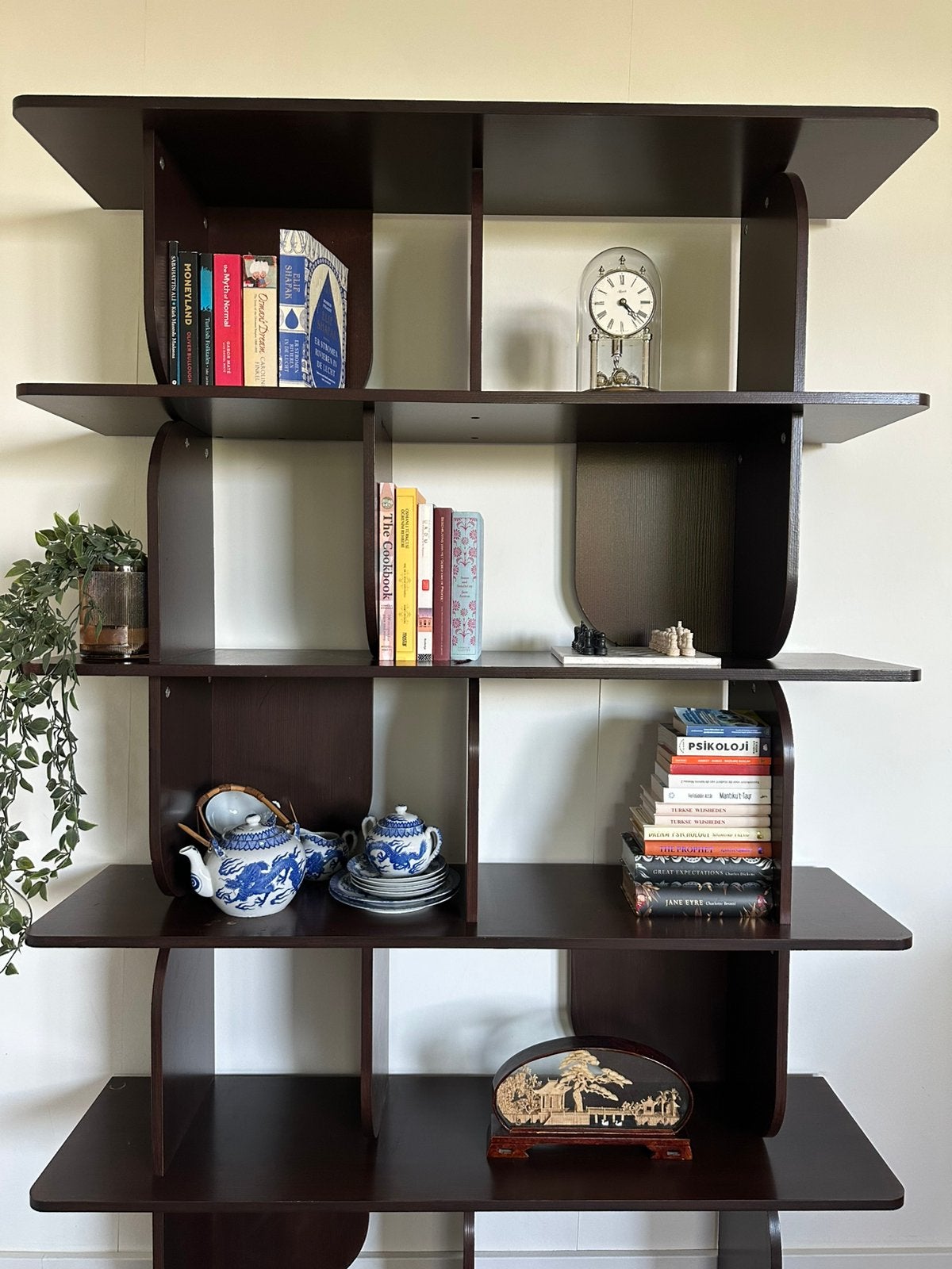 Mid century houten design boekenkast wandkast, Ophalen, 50 tot 100 cm, Zo goed als nieuw, 150 tot 200 cm