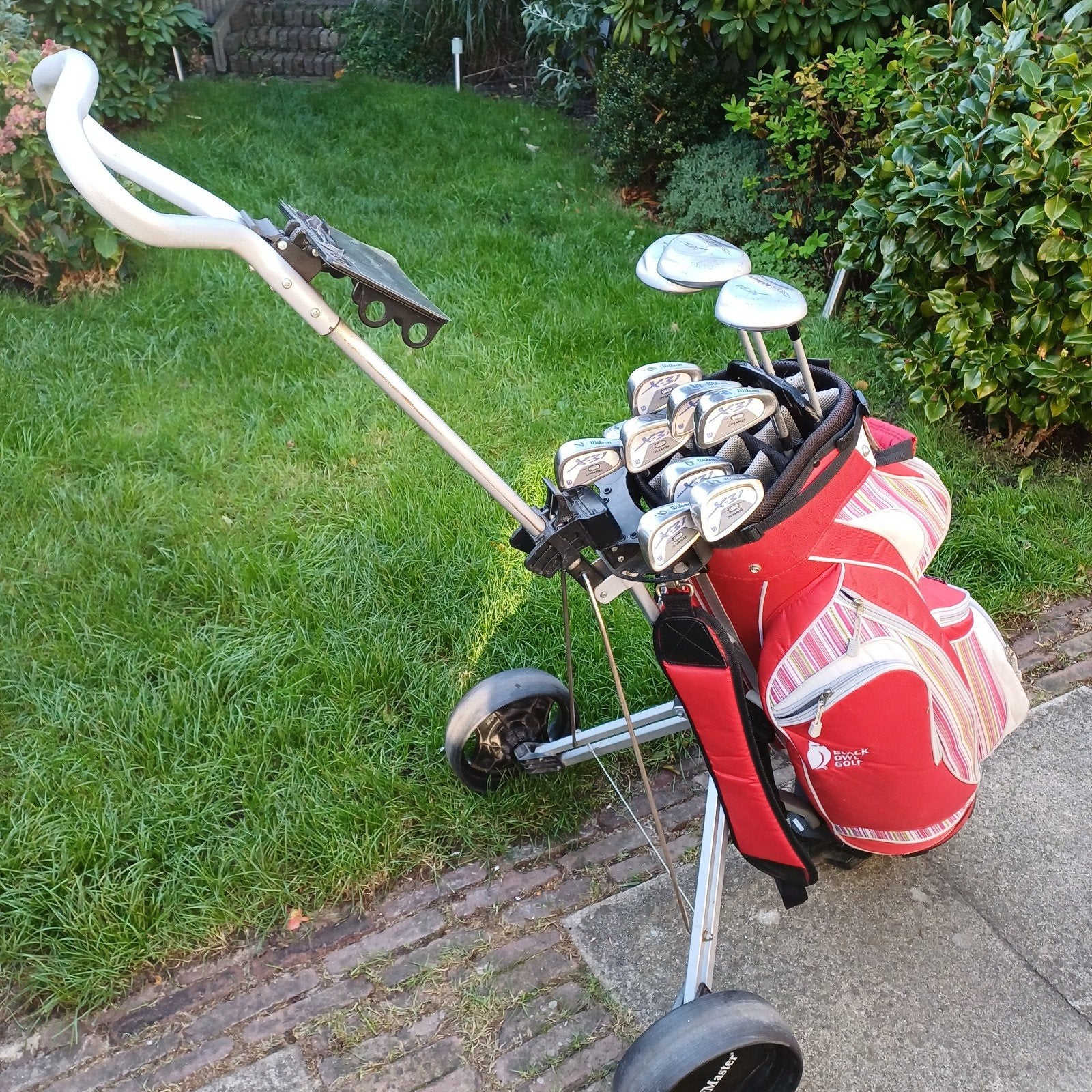 Wilson X-31 graphite golfset compleet met 2wiels trolley., Ophalen, Gebruikt, Set, Overige merken