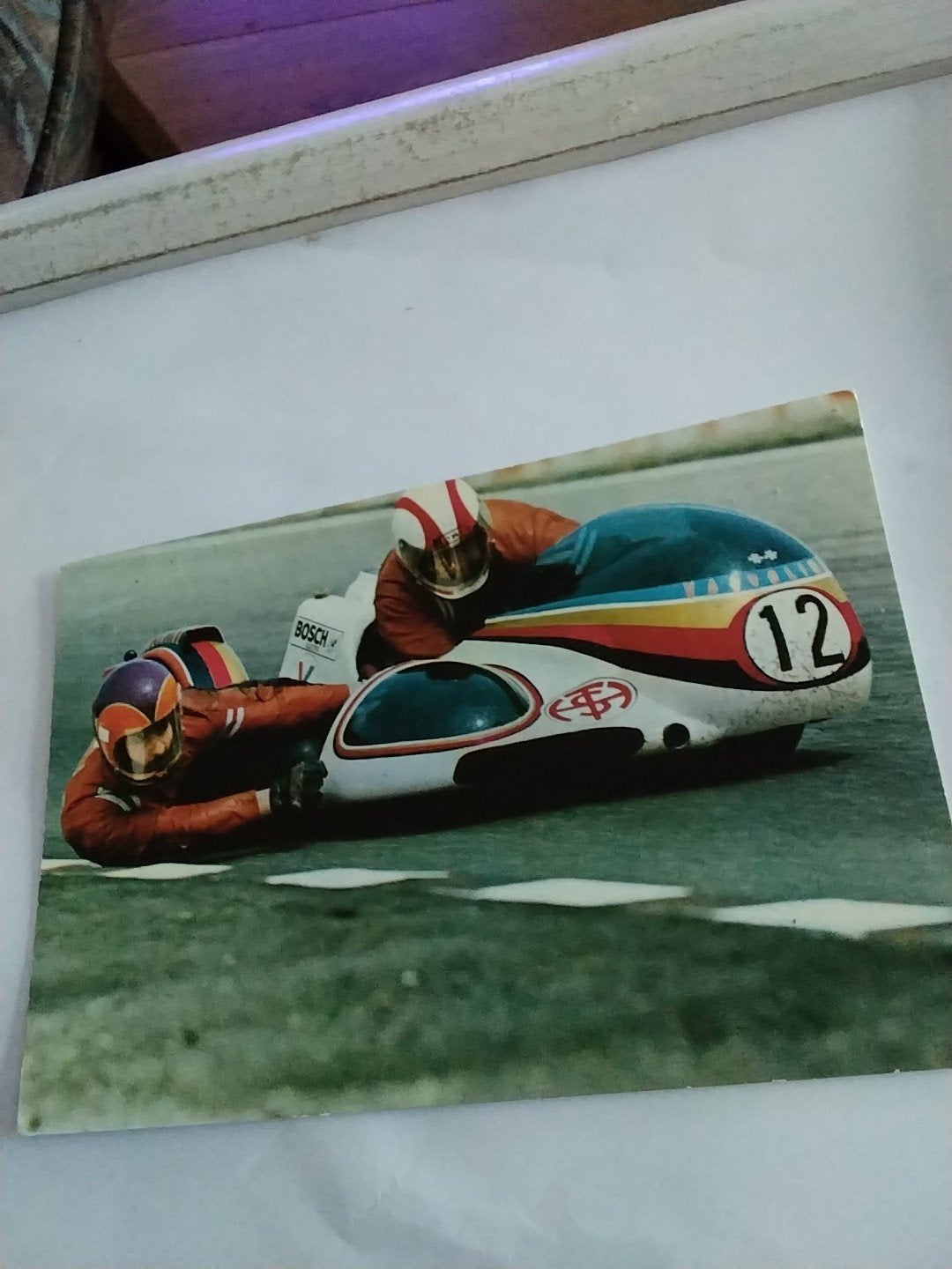 Vintage Ansichtkaart Zijspan Motorrace - Nummer 12, Ophalen of Verzenden, 1960 tot 1980, Gelopen
