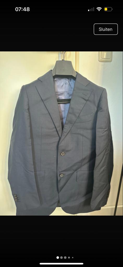 Donkerblauw Suitsupply pak van pure wol, Kleding | Heren, Kostuums en Colberts, Ophalen, Zo goed als nieuw, Maat 46 (S) of kleiner