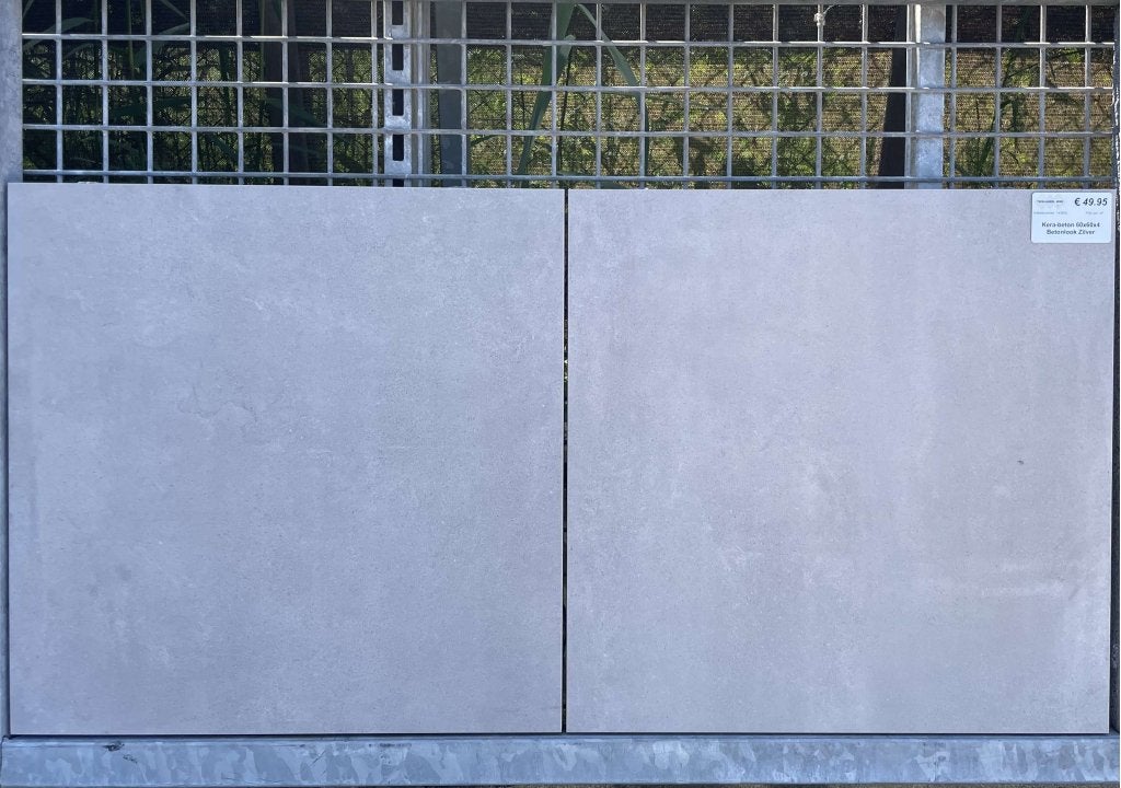 Restpartij Kera-beton 60x60x4 Betonlook Zilver, Tuin en Terras, Niet ingevuld, Keramiek, Niet ingevuld, Nieuw