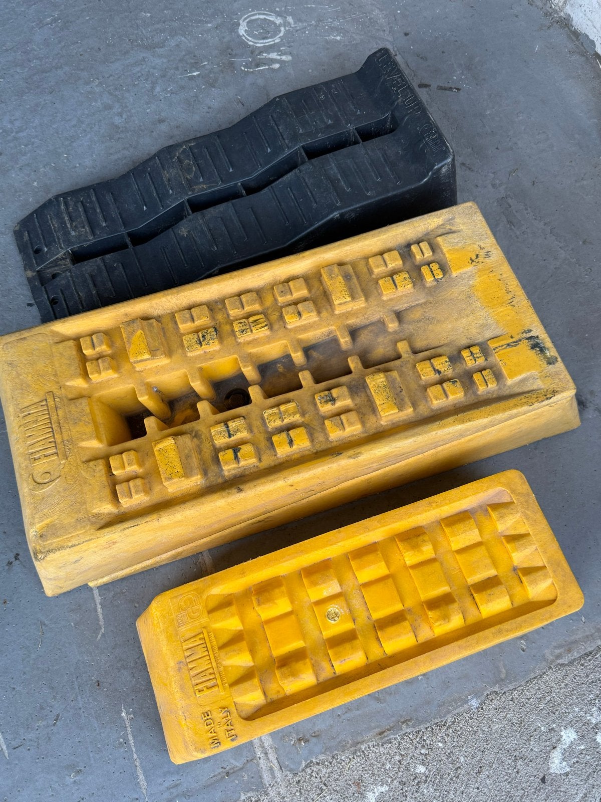Set van 3 caravan/camper oprijblokken / levelers 5 stuks, Ophalen, Gebruikt