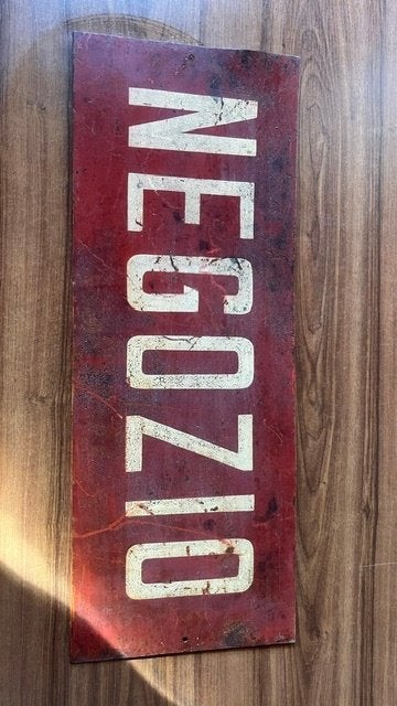 Vintage Reclamebord uit Italië Negozio (Winkel), Ophalen of Verzenden