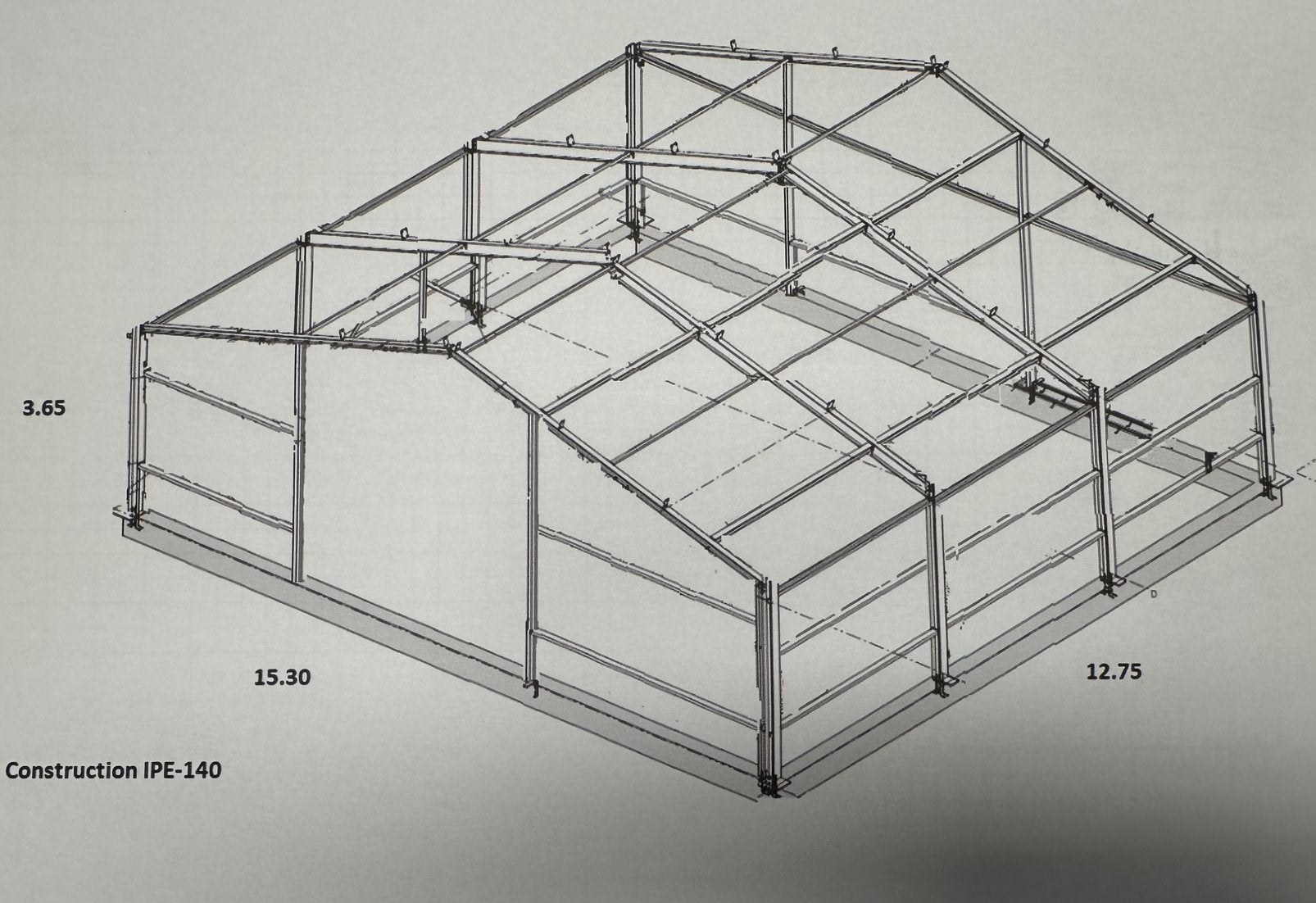 Stalen Hal Constructie Type 1 en 2 incl Douglas gordingen, Doe-het-zelf en Verbouw, Metalen, Ophalen, Gebruikt