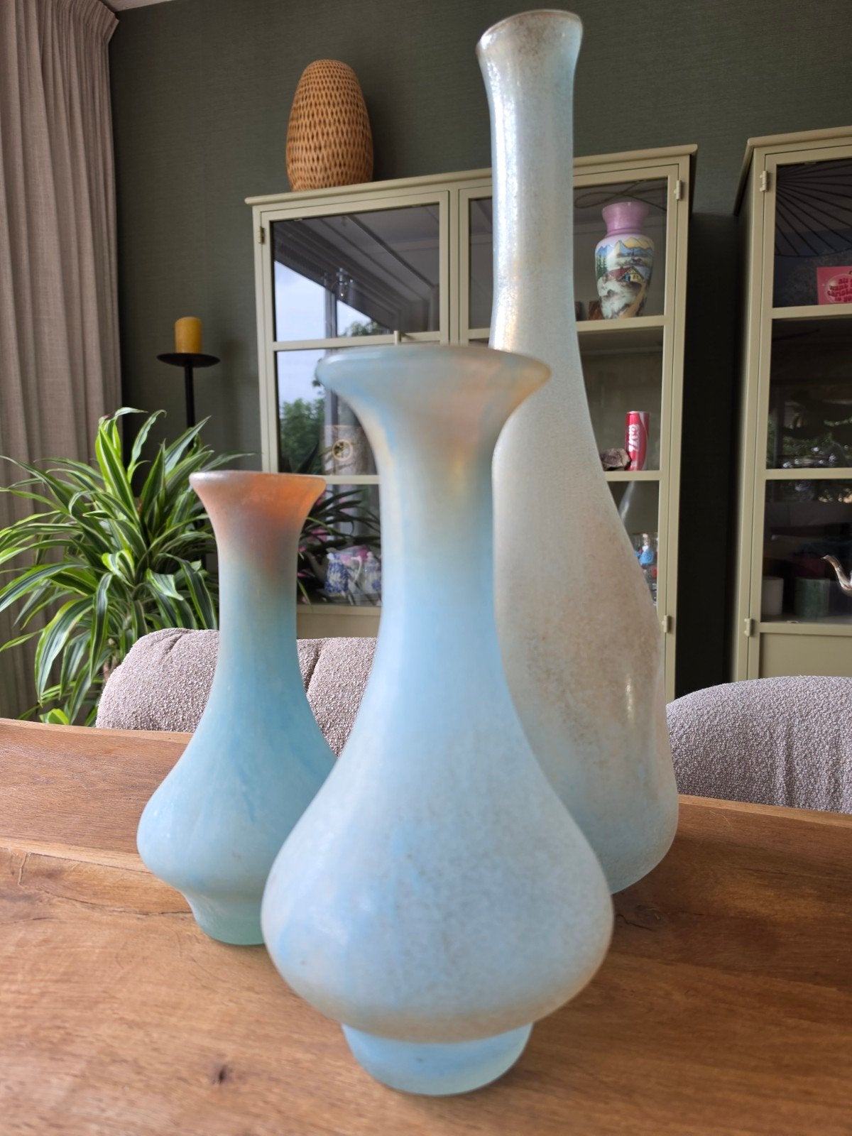 Vazen, Ophalen, Blauw, 50 cm, Glas