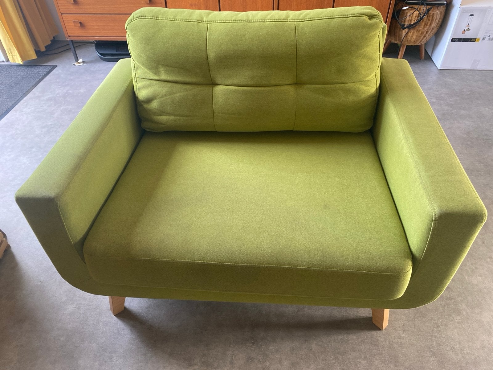 Comfortabele groene fauteuil, Ophalen, Overige kleuren, Zo goed als nieuw, Eén