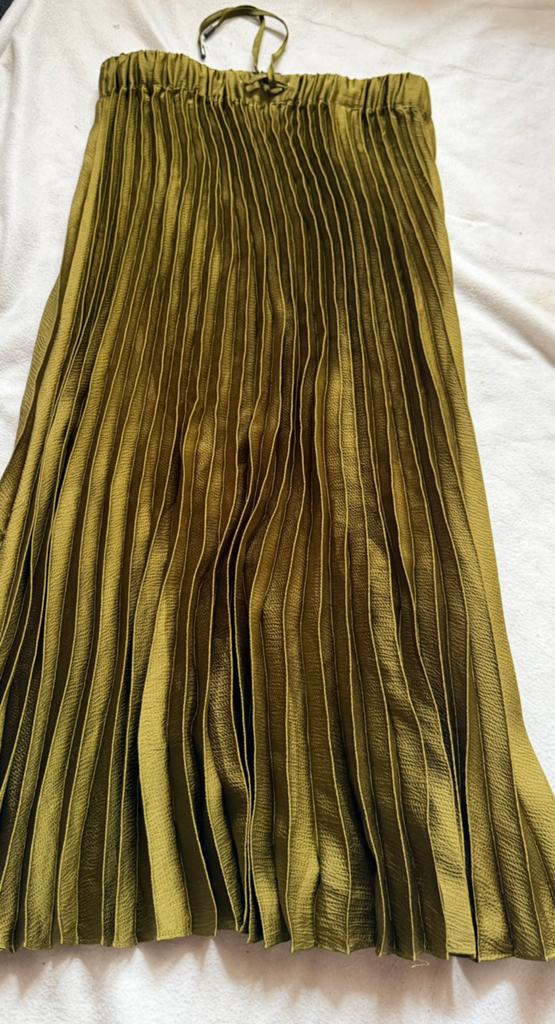 Scotch & Soda Voyage geplooide midi rok in olijfgroen, Maat 38/40 (M), Ophalen of Verzenden, Zo goed als nieuw, Onder de knie