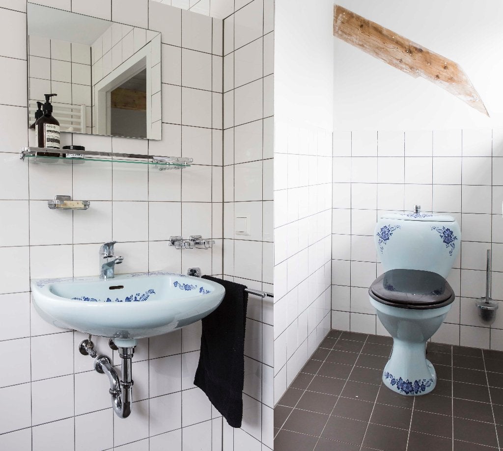 Prachtige Delfts blauwe vintage Sphinx toilet & wastafel, Ophalen, Toilet