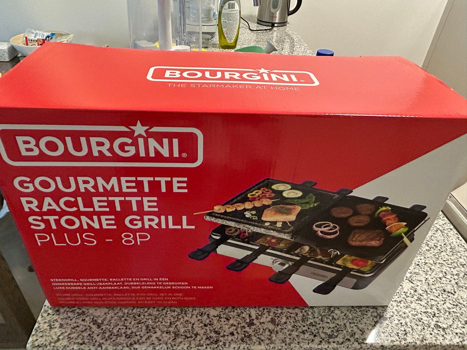 Bourgini Gourmette Raclette Stone Grill Plus - 8P, Ophalen, Nieuw, 8 personen of meer