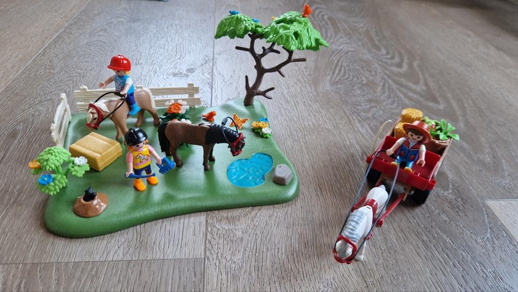 Playmobil ponyweide met hooiwagen nr. 5457 compleet, Ophalen, Zo goed als nieuw, Complete set