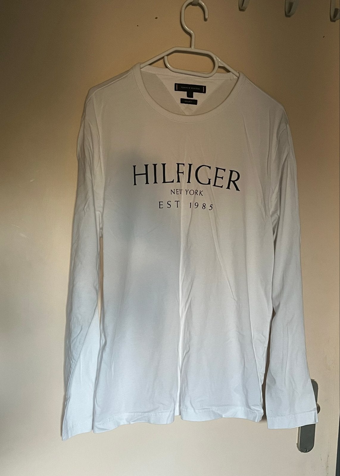 Tommy Hilfiger Longsleeve T-shirt Maat L Wit, Ophalen of Verzenden, Gedragen, Maat 52/54 (L), Wit