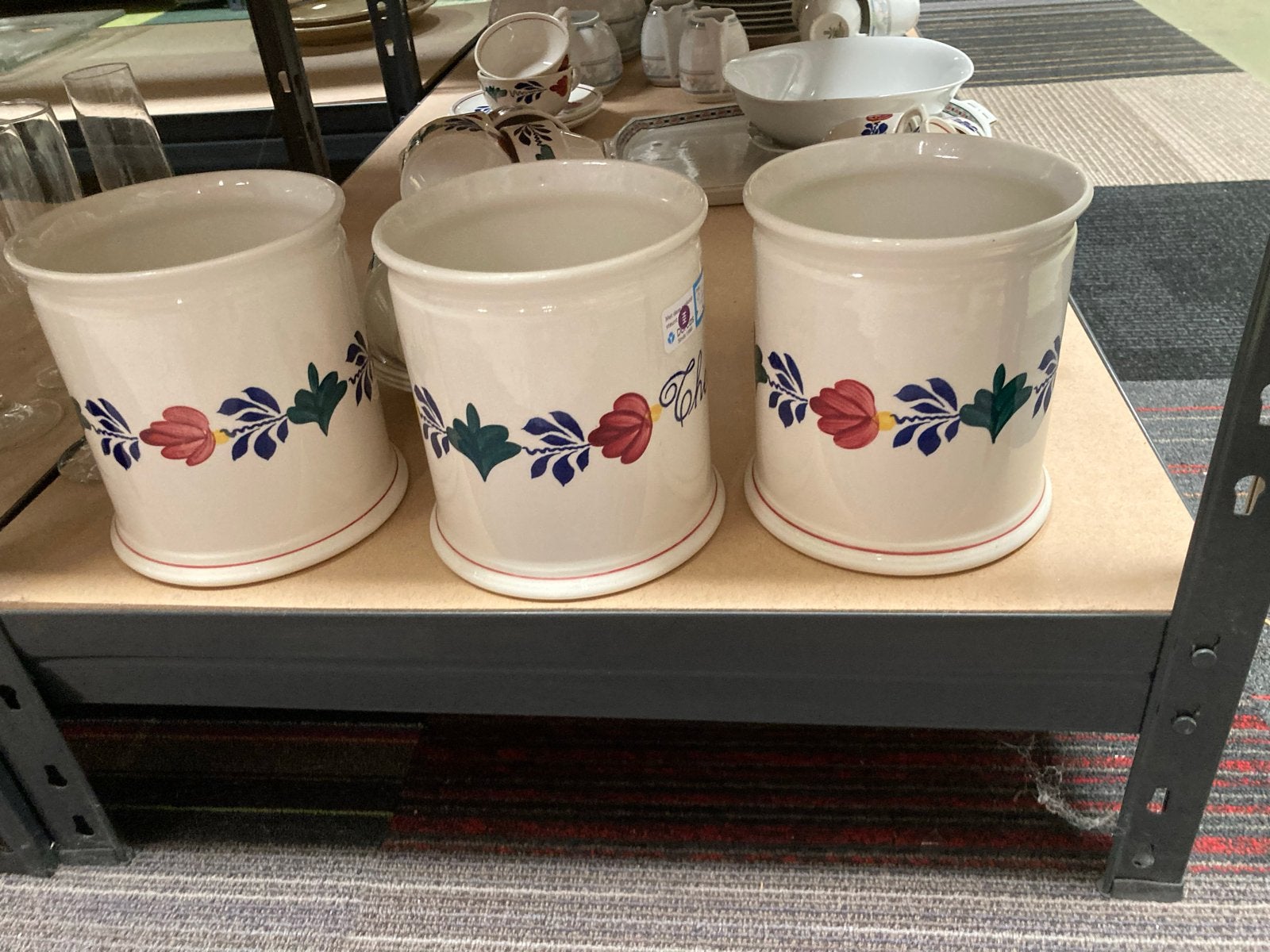 Boeren bont Koffie, Thee en Suiker Potten (zonder deksel), Gebruikt, Keramiek, W, Overige typen