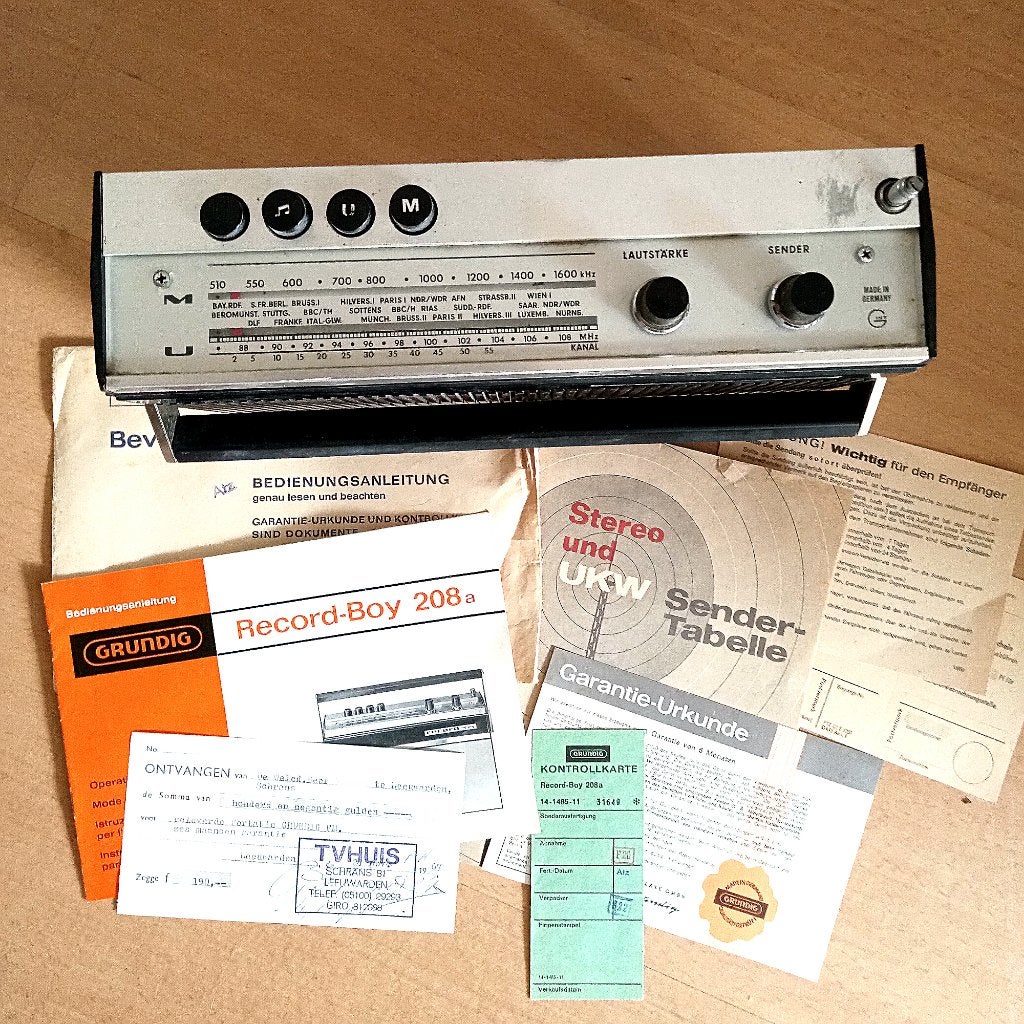 Opknapper: Grundig Record Boy 208a + handleiding e.d. 1967, Antiek en Kunst, Ophalen of Verzenden