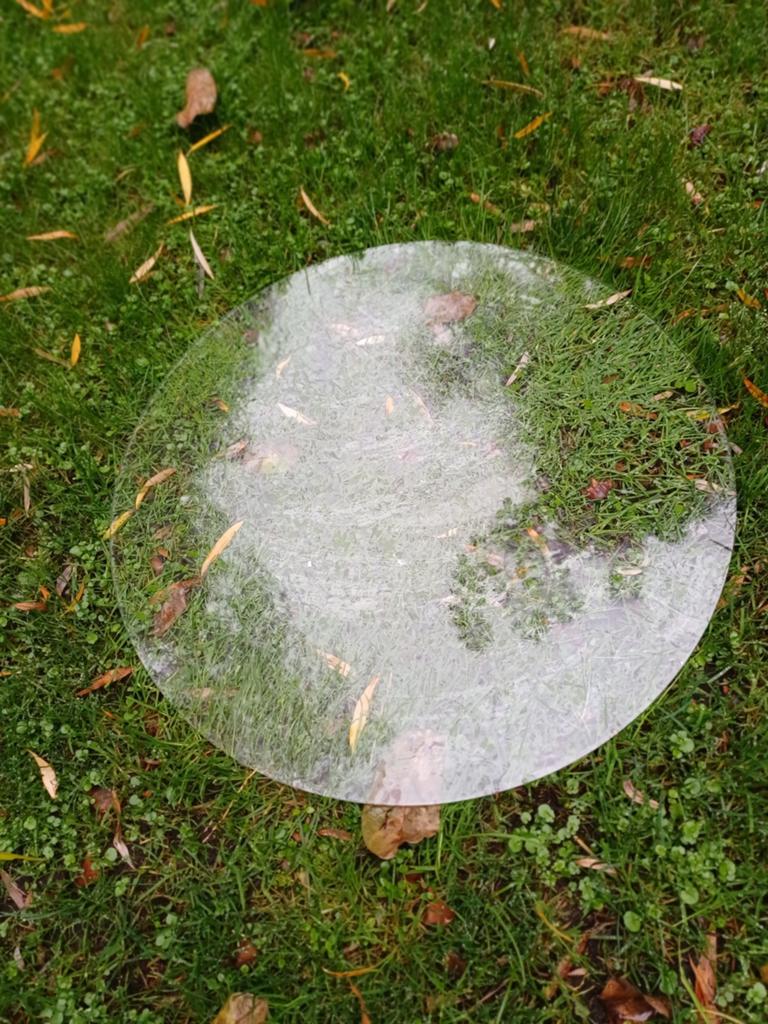 Ronde glazen tafelblad, Huis en Inrichting, Tafelonderdelen, Gebruikt, 50 tot 100 cm, Rond, Glas