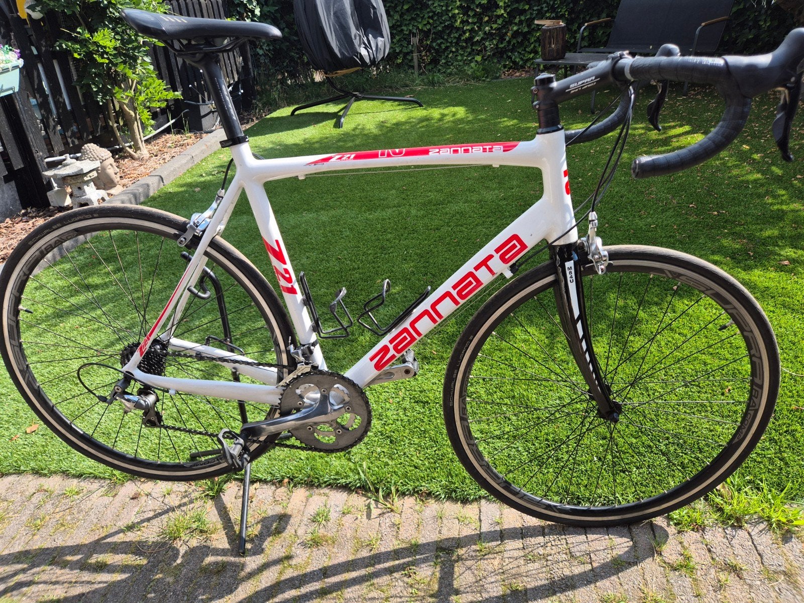 AKTIEPRIJS! Zannata racefiets 2 x 10speed tiagra CARBON V.V., 28 inch, Aluminium, Zo goed als nieuw, 57 tot 61 cm