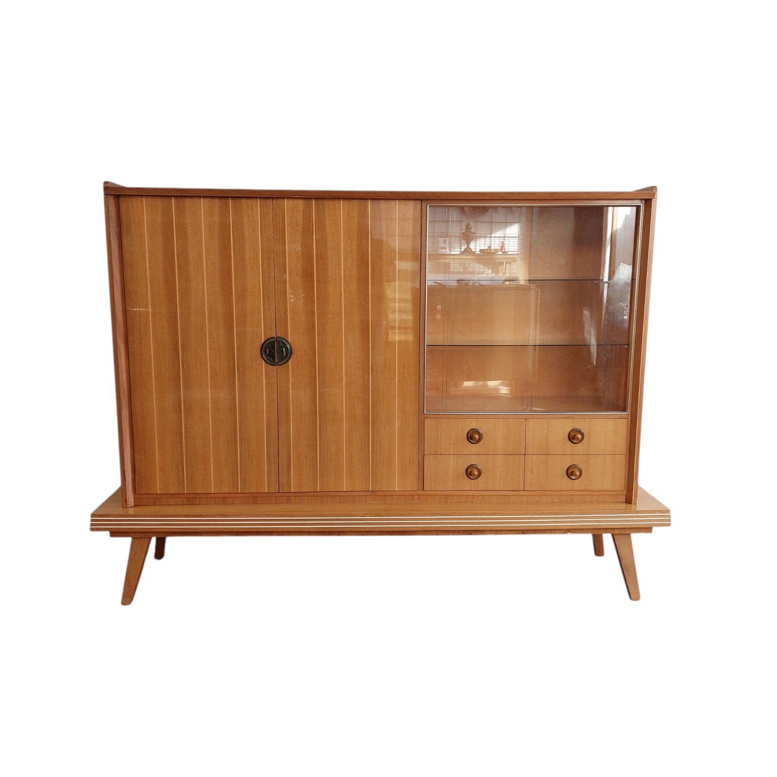 Grote vintage wandkast, wandmeubel, Ophalen, Gebruikt, Met lade(s), 200 cm of meer