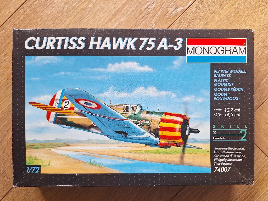 1:72 1/72 Monogram Curtiss Hawk 75 A-3, Overige merken, 1:72 tot 1:144, Ophalen of Verzenden, Zo goed als nieuw
