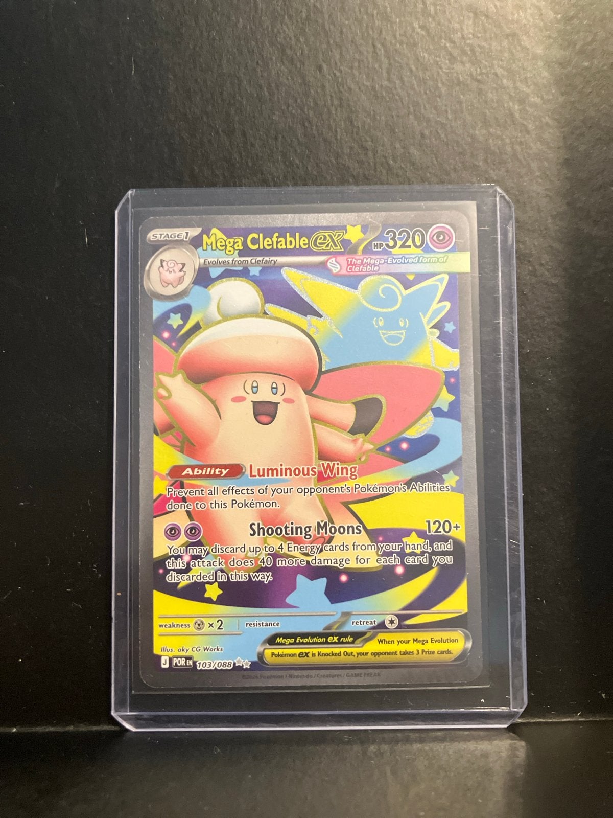 Mega Clefable EX Pokémon Kaart 103/088, Ophalen of Verzenden, Zo goed als nieuw, Losse kaart