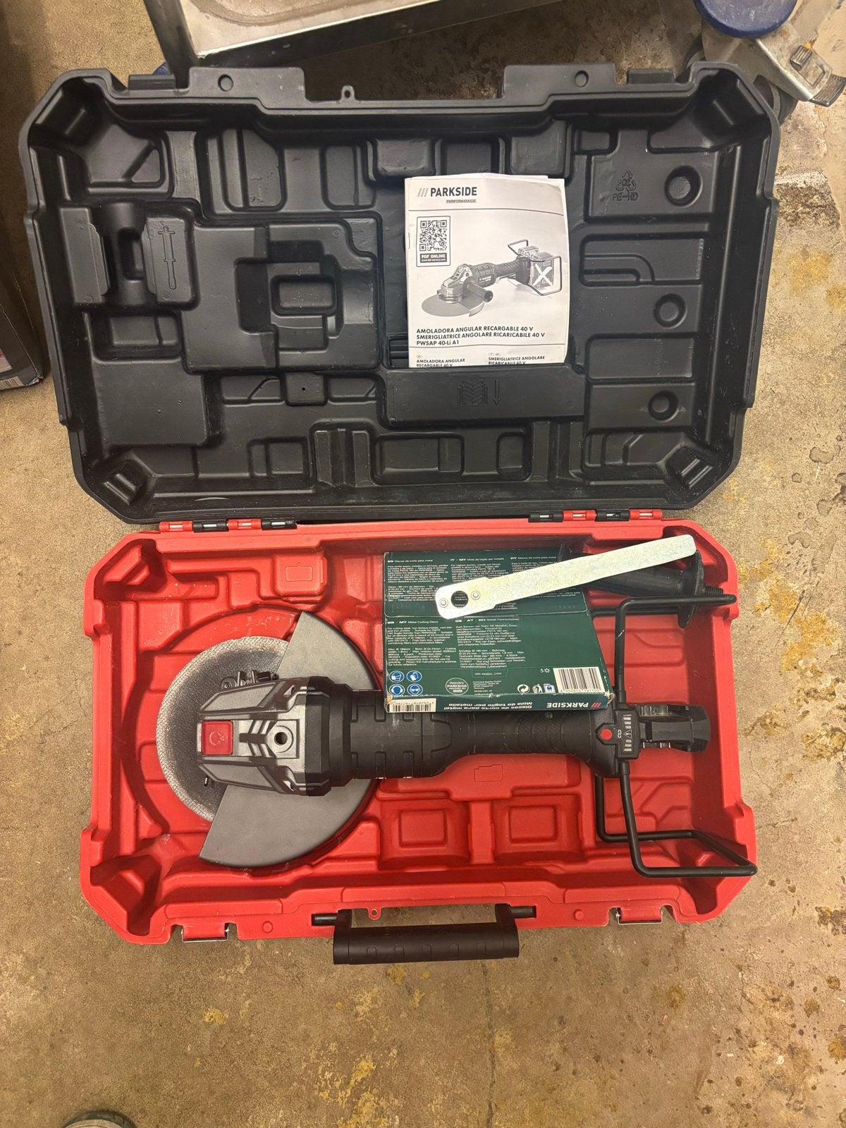 Parkside performance 40V Accu Haakse Slijper, Ophalen of Verzenden, Zo goed als nieuw, Minder dan 700 watt, Haakse handslijpmachine