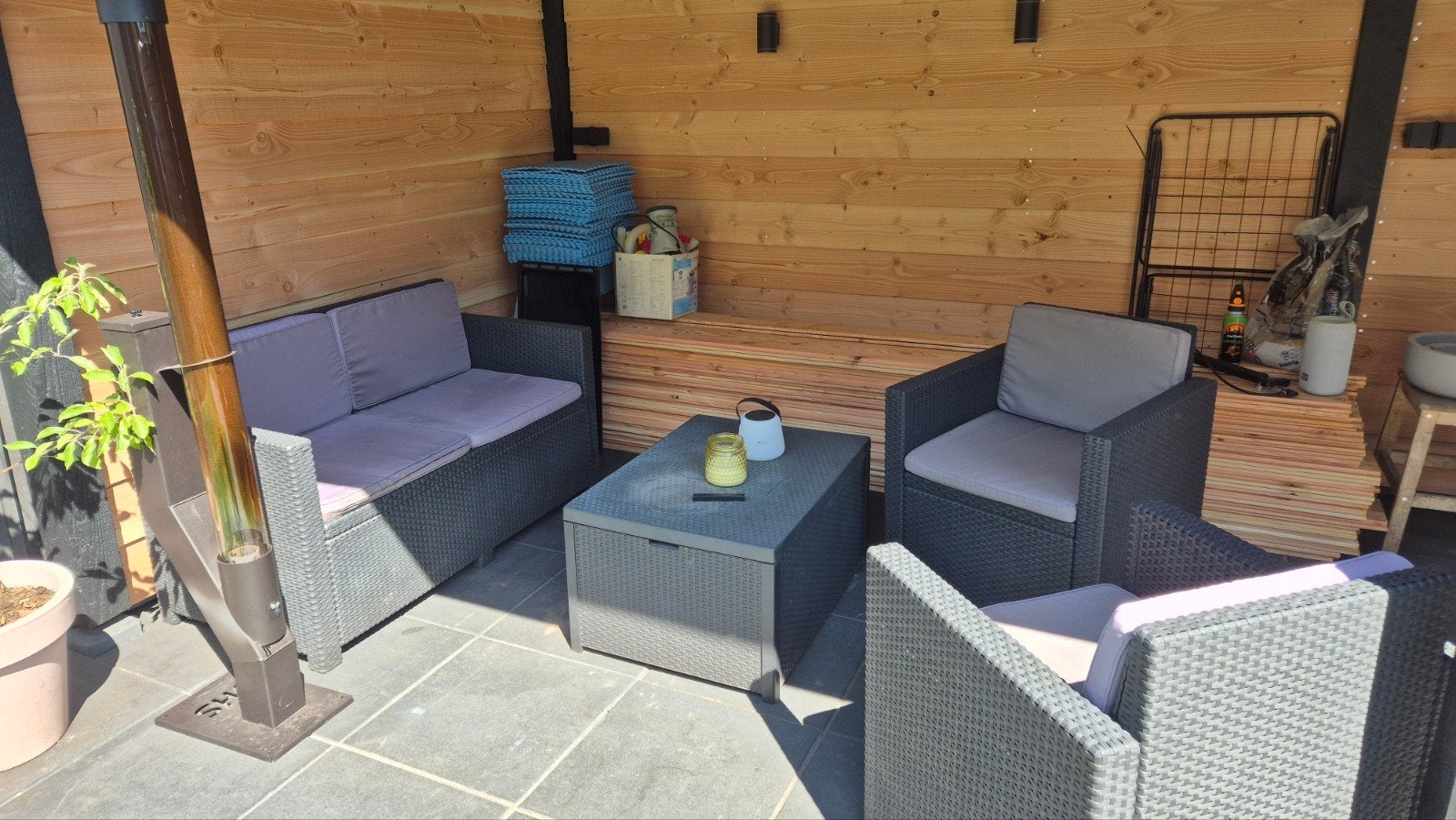 Allibert Tuinset met kussenbox en optionele eettafel, Ophalen, 4 zitplaatsen, Kunststof, Gebruikt