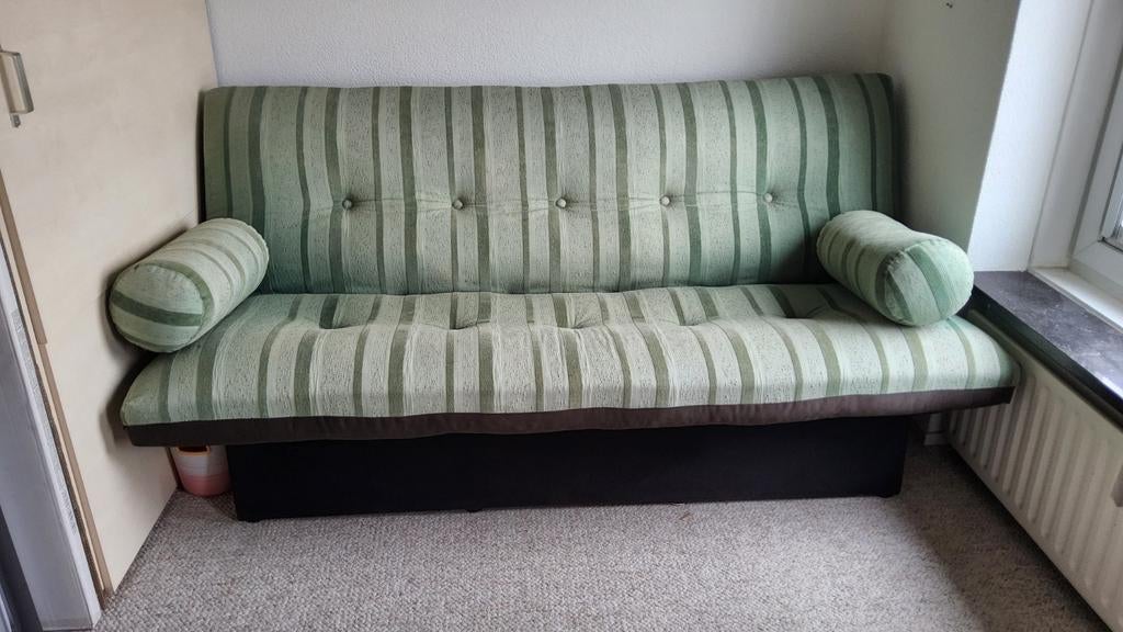Bedbank met opbergruimte en leuningen - 140x200cm, Ophalen, Tweepersoons, 140 cm, Zo goed als nieuw