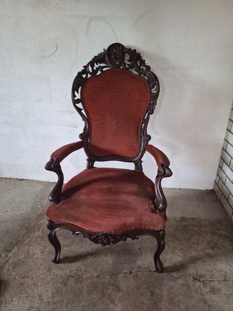 Antieke/ Vintage Stoel, Ophalen, Gebruikt, Rood, Eén
