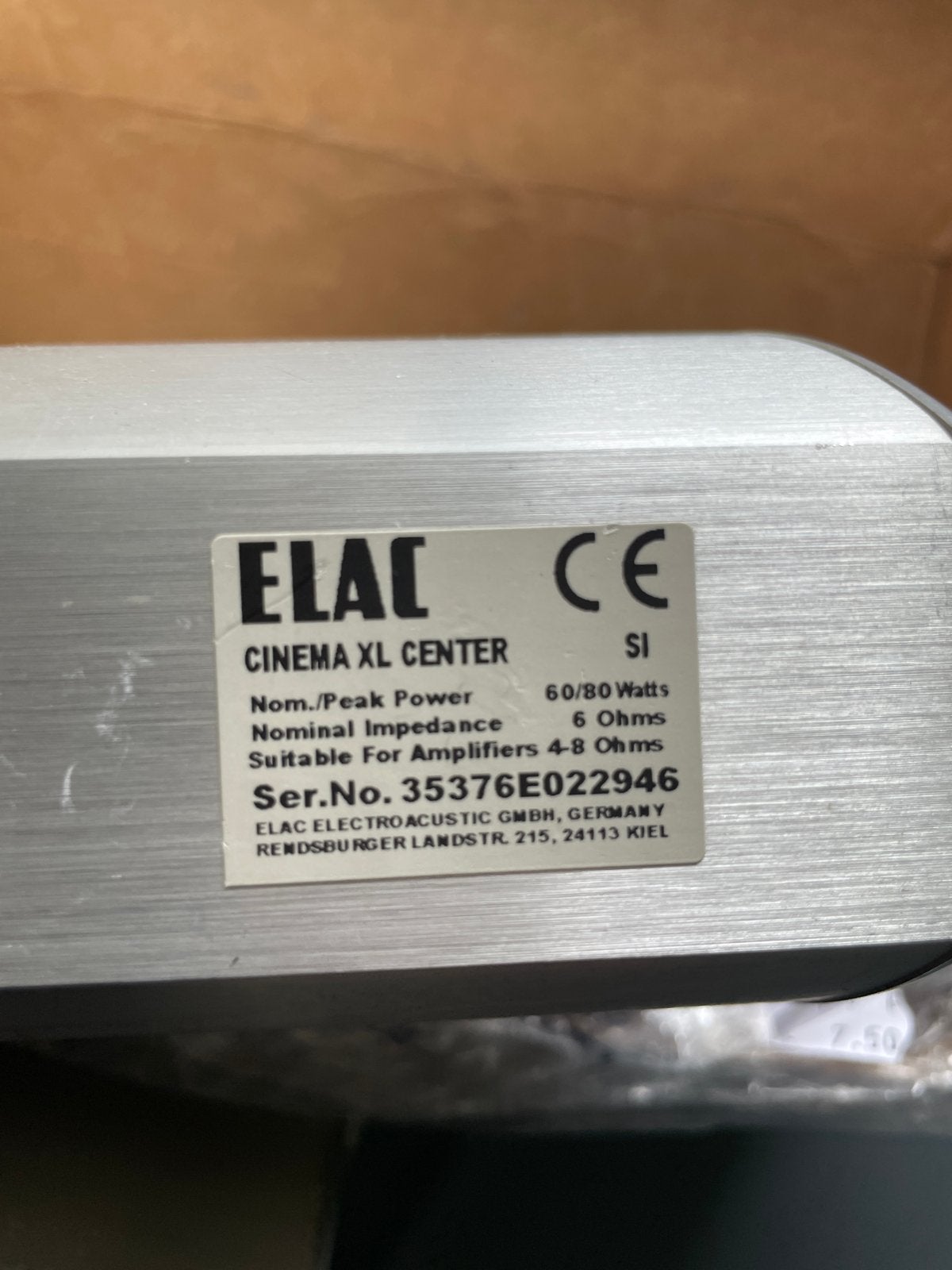 ELAC Cinema XL Center soundbar en 6 Cinema 2 Sat speakers, Inclusief standaarden, 60 tot 120 watt, Surroundset, Niet werkend