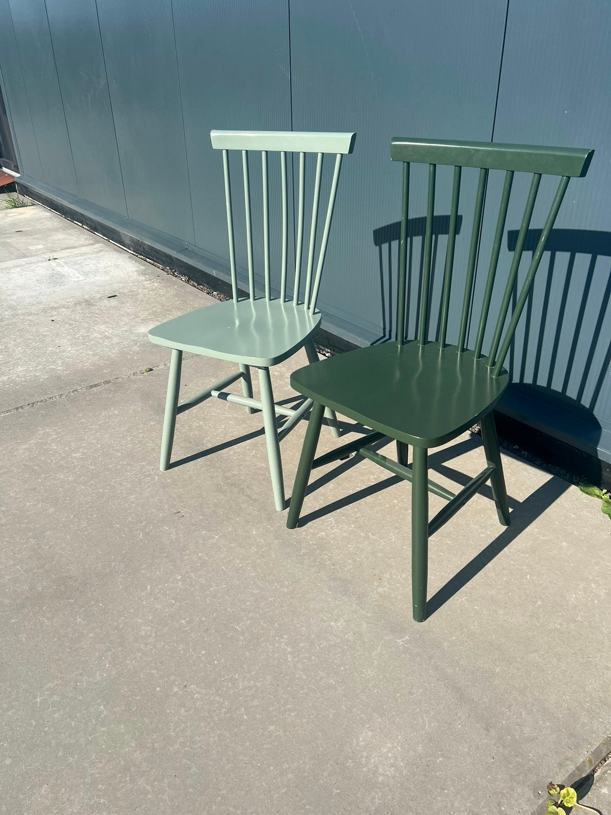 6 Groene windsort stoelen met spijlen, Ophalen, Twee, Overige kleuren, Zo goed als nieuw