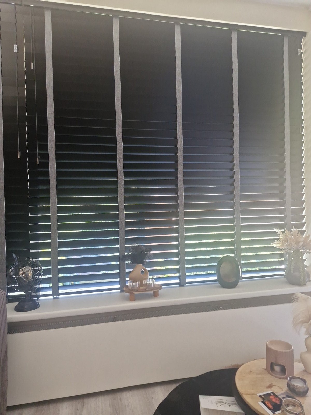 Zwarte houten jaloezieën - 150x150 cm, Ophalen of Verzenden, Zo goed als nieuw, Zwart