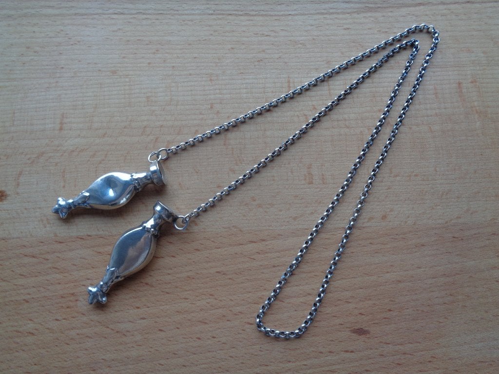 zilveren ketting met breipen doppen [602], Sieraden, Tassen en Uiterlijk, Antieke sieraden, Verzenden, Zilver, Ketting
