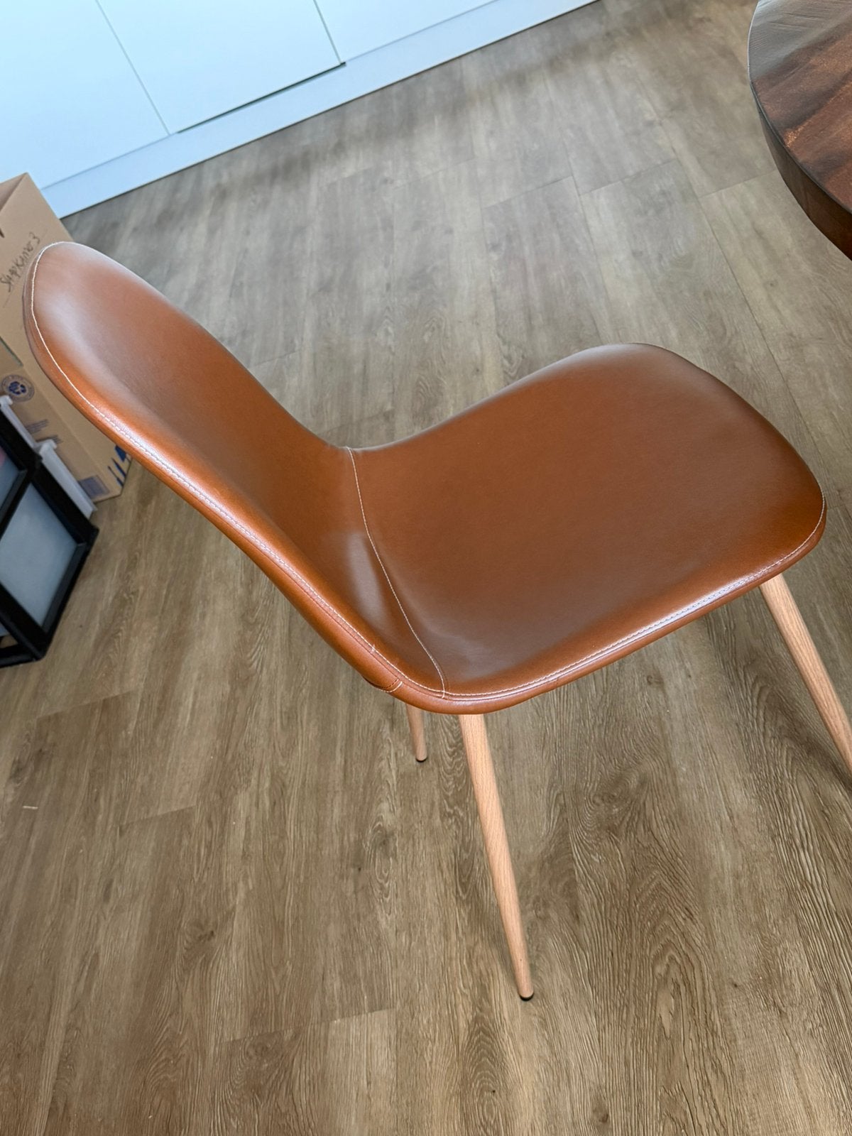 Eetkamer stoelen 6 stuks (ophalen na 17 aug), Ophalen, Kunststof, Gebruikt, Bruin