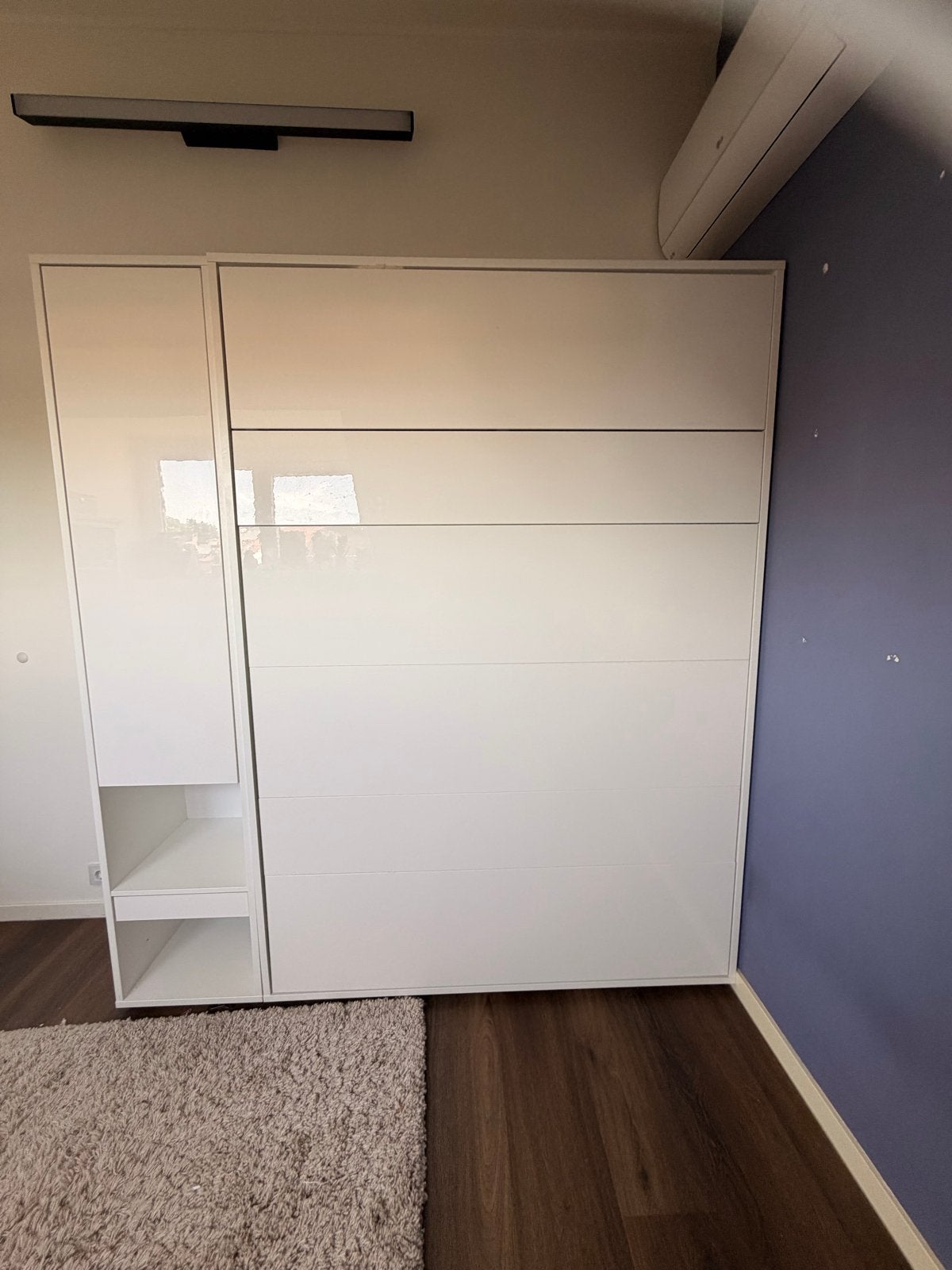 Opklapbed (Murphy bed) 140x200 cm met kast - Zo goed als nie, Ophalen, Wit, Tweepersoons, 140 cm