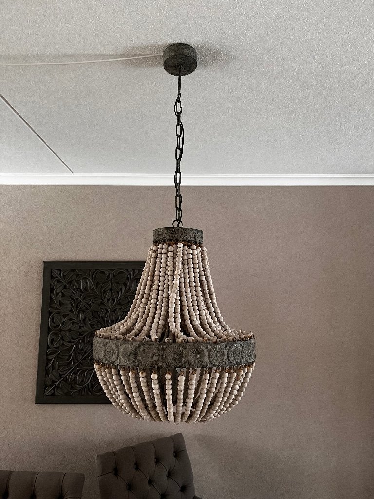 Hanglamp / kroonluchter XL - kralen, Ophalen, E14 (klein), Overige materialen, Landelijk