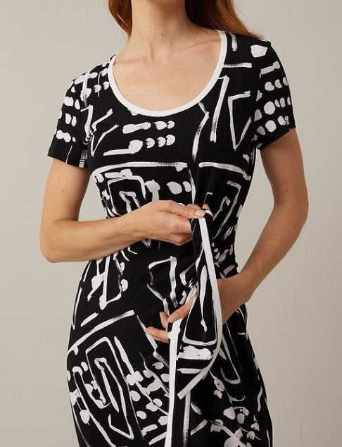 Joseph Ribkoff chique stretch wit/zwarte jurk mt 40, Kleding | Dames, Jurken, Maat 38/40 (M), Overige kleuren, Verzenden, .