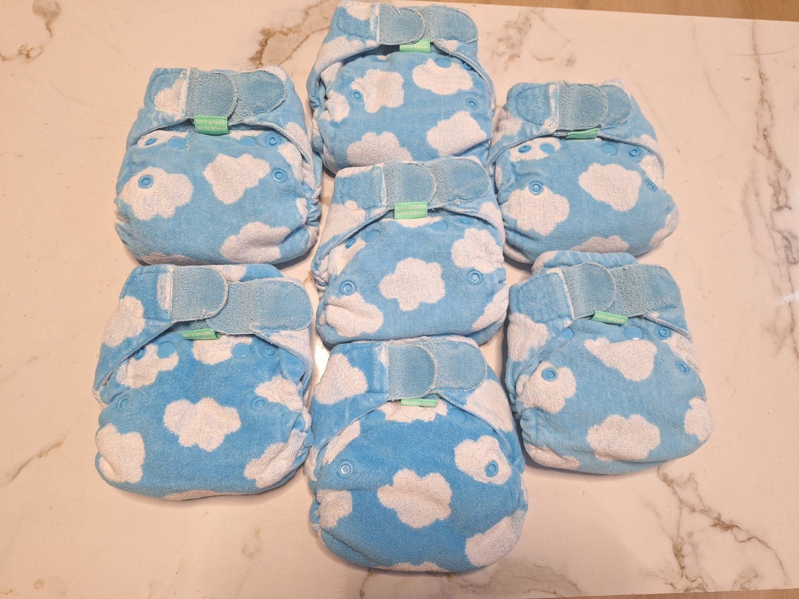 6 nette Tots Bots luiers maat 1 - blauw met wolkjes, Kinderen en Baby's, Badjes en Verzorging, Ophalen, Gebruikt, Overige typen