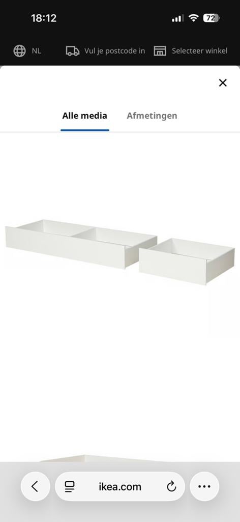 IKEA SONGESAND Bedlade, wit, 2 stuks, Ophalen, Eenpersoons, Wit, Zo goed als nieuw