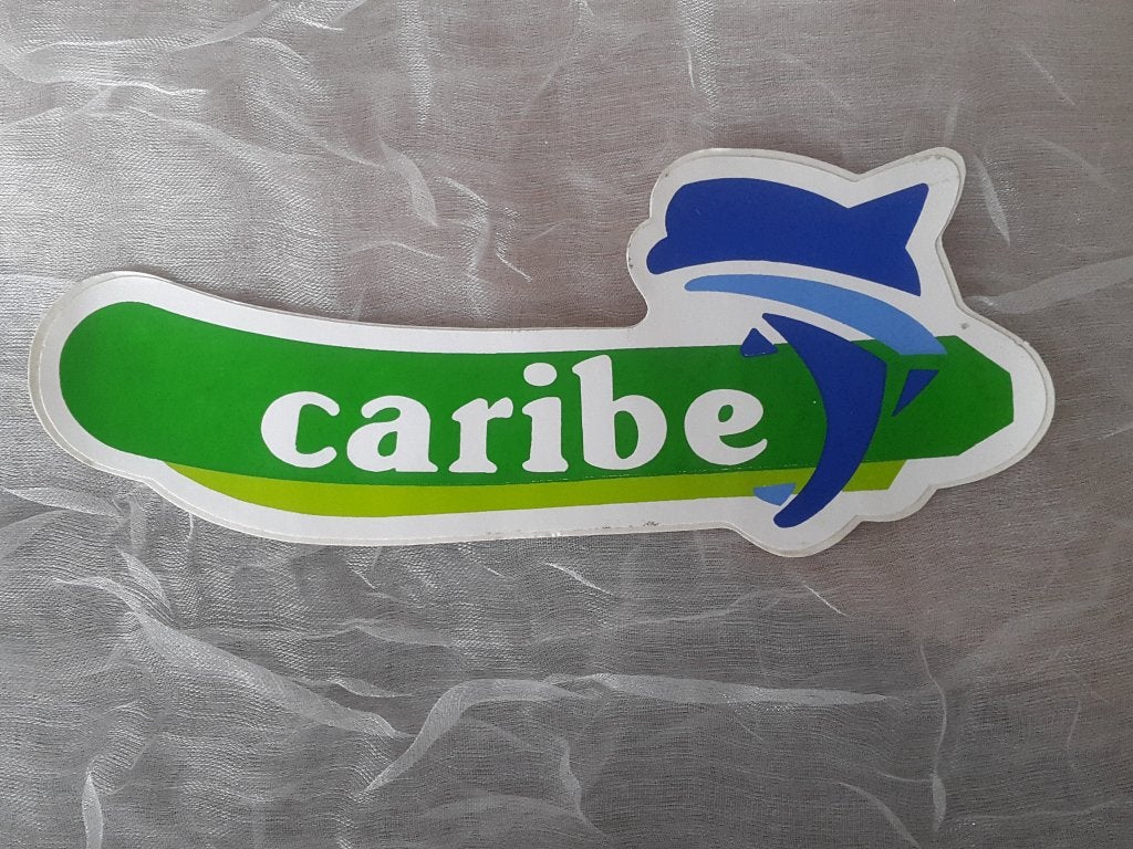 Sticker, Caribe, merk Rubberboot uit Venezuela., Verzenden, Zo goed als nieuw, Bedrijf of Vereniging